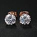 OPALBEST Pack of 6 18K Rose Gold Plated Round Eternity Cubic Zirconia Stud Earrings(3mm-8mm)