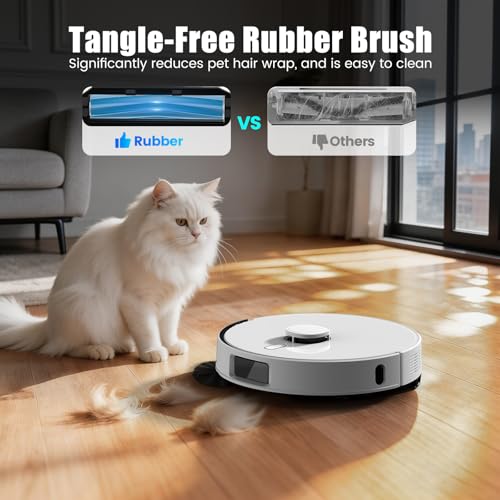 FIXR T30+ Self Emptying Robot Vacuum & Mop Combo with 12,000Pa, Robotic Vacuums Cleaner for Pet Hair, No-Collision Obstacle Avoidance, 75-Day Capacity, Carpet Detection, Anti-Tangle, 240-Min Runtime