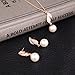 KAVANI Women's Rose Gold Silver Plated Heart-Shaped Leaf Pearl Zircon Jewelry Set Pendant Necklace Earring Set