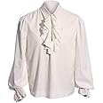 Runcati Mens Pirate Shirt Ruffle Victorian Renaissance Steampunk Vampire Poet Shirts Medieval Halloween Costume