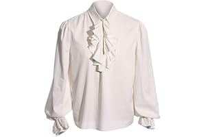 Runcati Mens Pirate Shirt Ruffle Victorian Renaissance Steampunk Vampire Poet Shirts Medieval Halloween Costume