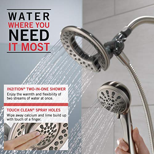 Delta Faucet 4Spray Touch Clean In2ition 2in1 Dual Hand Held Shower Head with Hose, Stainless