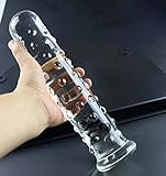 T-explorer Sex Toys Adult Toys SUPER Large Big 10.6 Inch Transparent Crystal dotted Glass Penis Glass Dilddo Female Apparatus Masturbation G-spot Stimulate Stimulator Stimulation Anal Plug Masturbation For Women