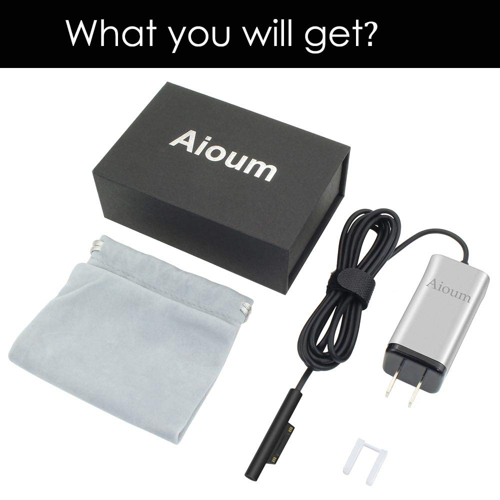 Power Supply Charger Mini Adapter Charger for Microsoft Surface Book 15V 4A with 6FT Power Cord (Silver)