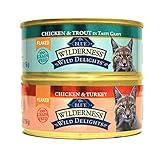 Blue Wilderness Grain-Free Wild Delights Flaked Cat Food Variety Pack Box - 2 Flavors (Chicken & Trout & Chicken & Turkey) - 12 (5.5 Ounce) Cans - 6 of Each Flavor