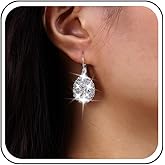 TseanYi Teardrop Crystal Leverback Earrings Gold Rhinestone Waterdrop Huggie Earrings Vintage CZ Teardrop Dangle Earrings Pave Rhinestone Water drop Earrings Jewelry for Women and Girls