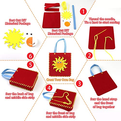 Rtudan Sewing Kit for Kids ,Felt Sewing Kit with Safety Needle and Thread for for Beginner, Educational Sewing Set Fun DIY Kid Craft for Girls and Boys