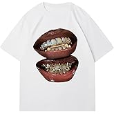 Verdusa Women's Plus Size Graphic Tees Y2K Oversizzed Tees Drop Shoulder T Shirts Hip Hop Streetwear