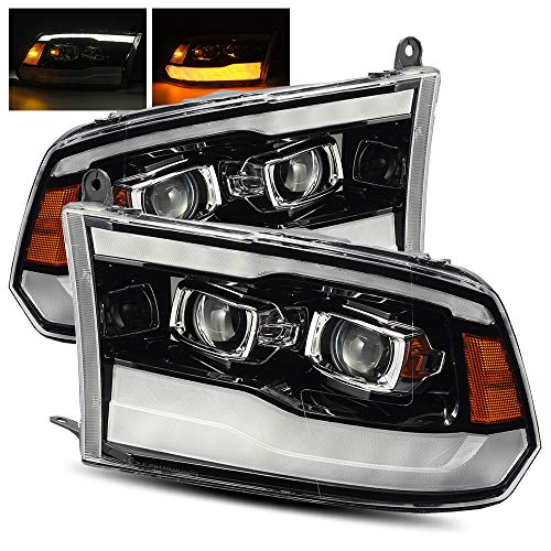 AlphaRex Polished Black For 09-18 Ram 1500/10-18 Ram 2500/3500 DRL/Signal LED Dual Projector Headlights
