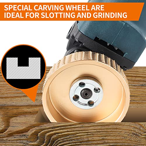 5PCS Angle Grinder Wood Carving Disc, Polishing Wheel Pad Sanding Disc for 4 or 4 1/2 Inch Angle Grinder Attachments, Wood Grinding Cutting Wheel for Stump Grinder Teeth Tool Shaping Sanding