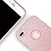 JZTECH iPhone 7 Plus Case 5.5inch,High Impact Resistant Glitter Sparkle Shining Bling Skin Cover Bumper 3 Layer TPU Soft Rubber Shockproof Durable Shell +Tempered Glass Screen Protector Rose Gold