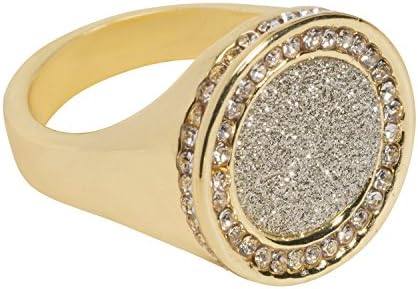 Jewelry4All Iced Out Plated Round Flat Ring with Simulated Diamond Crystals