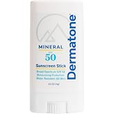 Dermatone Mineral Sunscreen Stick SPF 50 Zinc Oxide | Sunscreen Stick for Face and Body, Broad Spectrum UVA/UVB, Reef Safe, Moisturizing, Water Resistant (80 min), Fragrance Free, 0.5 oz