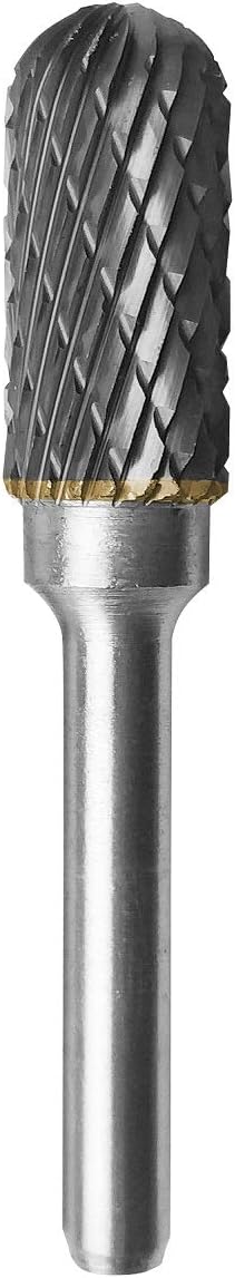 Large Burr Cutter, Cylinder Shape with Radius, Tungsten Carbide Double Cut Rotary Burr File (1/2"cutter dia x 1"cutter length, C)