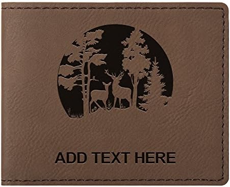 Personalized Deer In The Woods Dark Brown Synthetic Leather Bifold Wallet