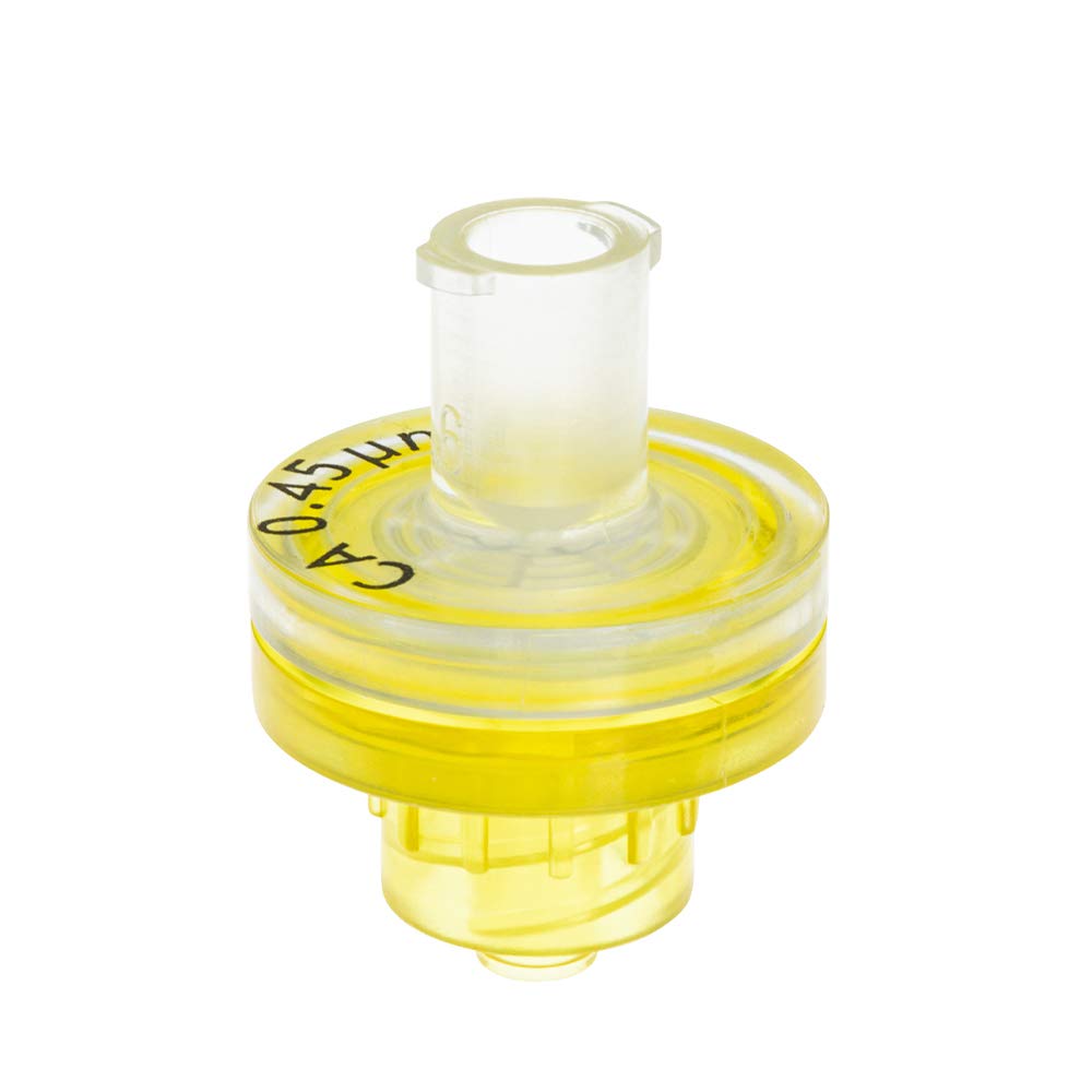 GVS Filter Technology, Syringe Filter, ABLUO, 13mm,CA Membrane, 0.45µm, Acrylic Housing, Yellow Color, 100/pk