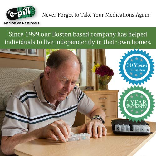 e-Pill | MedTime Safe | Tamper Resistant Automatic Pill Dispenser | 4 Independent Locks for Chronic Pain and Drug Rehabilitation | Sound and Light Alarms