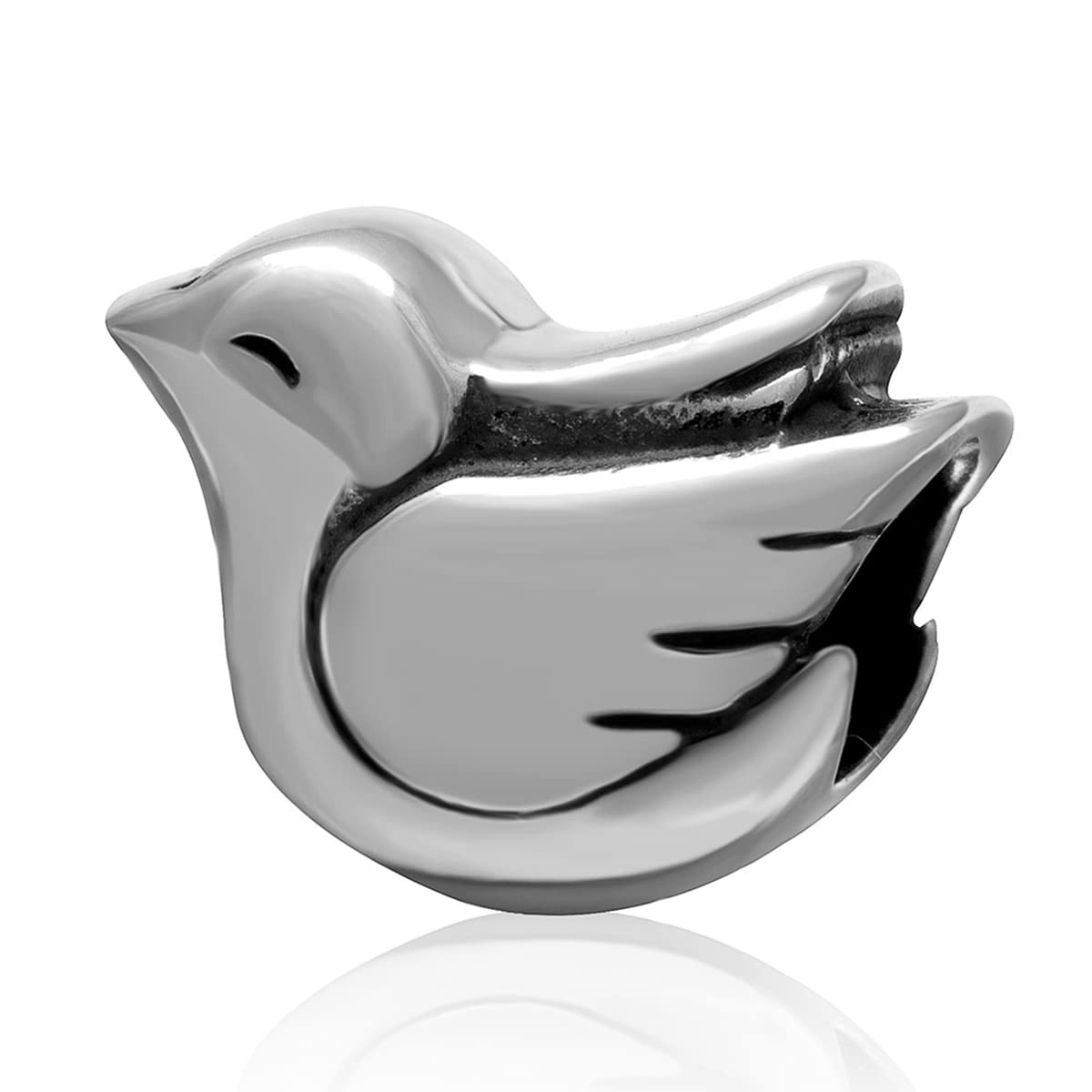 Peace Bird Pigeon Charms, 925 Sterling Silver Dove Charm Beads, Fit Pandora Animal Pet Bracelet, Gift for Valentines Day/Lover/Wife/Husband — image 1
