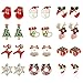 Elesa Miracle 12 Pairs Girl Kids Christmas Stud Earrings in Gift Box Xmas Earrings Jewelry Set Women Girl Christmas Gift