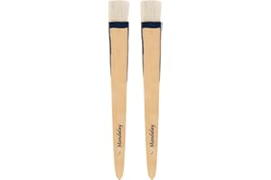 Creative Mark Mandalay Professional Goat Hair Hake Brush - Set of 2-1" Wide Paint Brushes with Paddle Handle for Professional Artists - Soft Natural Bristles Ideal for Sumi-e and Color Washes