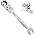 B4B BANG 4 BUCK 10mm Ratcheting Combination Wrench Metric, Flex Head Ratcheting Wrench Spanner with 12-Point Design, 72-Tooth Ratchet, Chrome Vanadium Steel