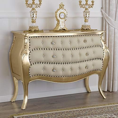 Simone Guarracino Luxury Design Kommode Brilliant Franzosischer Barock Stil Schubladenschrank Gewolbt Blattgold Kunstleder Champagner Crystal Sw Knopfe Und Haken Amazon De Kuche Haushalt