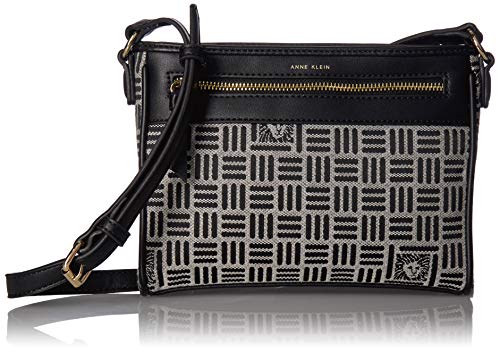 Anne Klein Jacquard Pocket Crossbody, Natural/Black