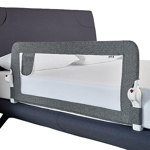 Photo 1 of Plushy Kids Bed Rail for Toddlers, Foldable & Extra Long, Safety Crib Rail Guard with Reinforced Anchor Safety, Swing Down Bed Rails for Queen Bed, Full Size Double & King Bed (Grey, 47inch)