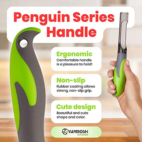 Yarmoshi Apple Corer, PP Clear Blade. Perfect for Coring Pears and Other Fruits and Vegetables. Ergonomic Penguin Handle with Non-Slip Rubber Coating for Easy Grip. Dishwasher Safe