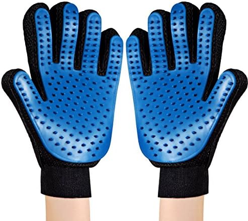 Thuctek Left and Right Pet Grooming Gloves, Pet Hair Remover Mitt Gentle Deshedding Brush Supplies with Enhanced Five Finger Design for Dogs, Cats and Horses for Long and Short Fur