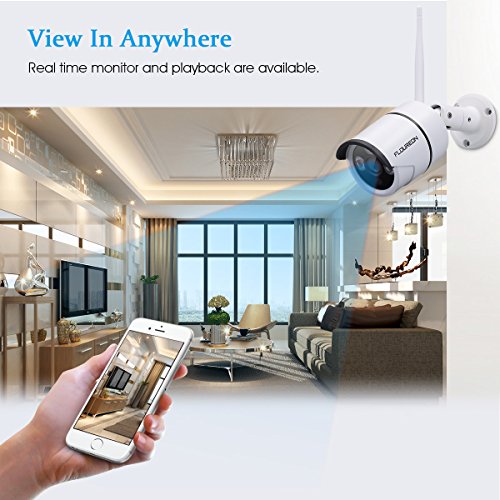 FLOUREON All in One 4CH 1080P Wireless Security Camera System with 12" LCD Monitor NVR Recorder Kit with 4X HD 1080P IP66 Indoor Outdoor IP Cameras, Night Vision, Motion Detection, Easy Remote Access