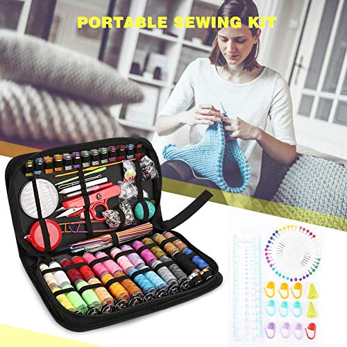 Crochet Hooks Set,282pcs/Set Portable Travel Sewing Box Kitting Needles Thread Stitching Kit - Thumbnail 2