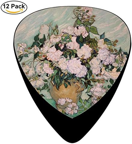 Vincent Van Gogh Flowers Guitar Pick 12 Player Pack Celluloid Medium Paddles Plectrums 0.46mm/ 0.71mm/ 0.96mm Acoustic Bass Best Gifts for kids Teen Adult