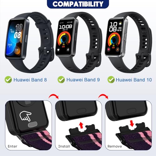 DHWGang Nylon Replacement Strap Compatible with Huawei Band 10/9/8 Smart Watches, Lightweight, Soft, Comfortable, Water Resistant, Breathable, Sport, Watch Accessories for Men and Women