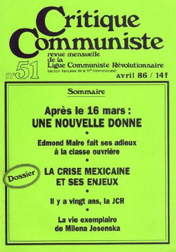 Critique Communiste Revue De La Lcr Nouvelle Serie N 50