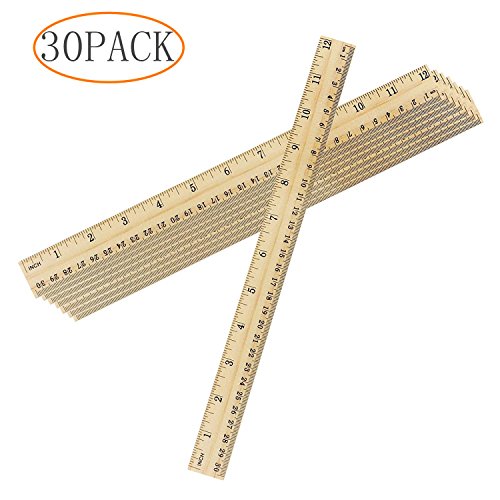 Tang Song 30PACK Student Ruler Wood Ruler Office Ruler Student Wooden Measuring Ruler, 2 Scale (12 inch and 30 cm) - Thumbnail 3