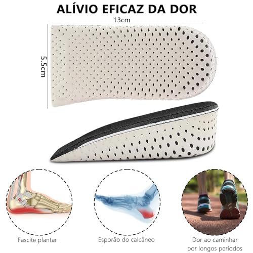 3 Par Palmilha Altura, GODREAM Palmilha Aumento de Altura em 2, 3 e 4 cm, Palmilhas Elevadora Invisíveis para Aumentar Estaltura, Anti Impacto, Palmilhas de Altura Tenis para Homens e Mulheres