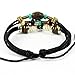 Bluegrass Vintage Blue Cross Pendant Quality Leather Black Braided Rope Handmade Bracelet,Adjustable