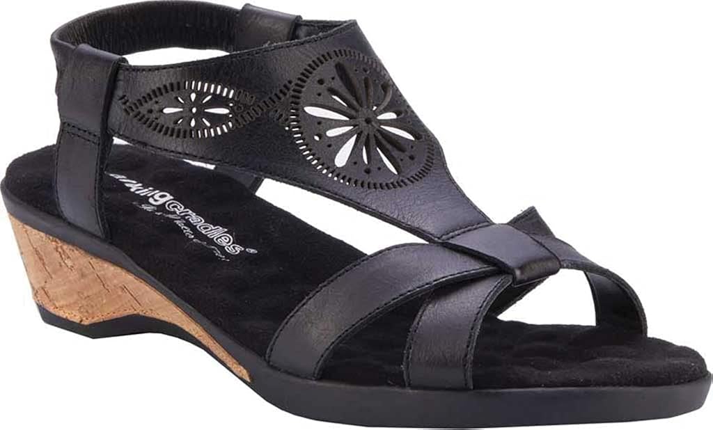 Amazon.com | Walking Cradles Womens Kiera Leather Strappy Wedge Sandals Black 8 Narrow (AA, N 
