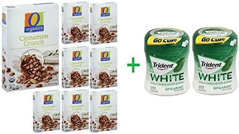 O Organics Organic Cereal Cinnamon Crunch - 10 Oz (Pack of 8) + 2 Trident Go Cup Spearmint 1/60 Count (BUNDLE)