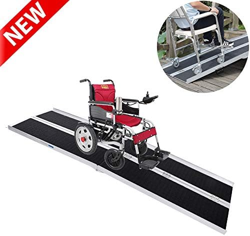 DANGRUUT Portable Thicken Wheelchair Ramp, Professional Scooter Ramp, Non-Skid Aluminum Wheelchair Scooter Mobility Folding Lightweight Loading Traction Minivan Ramp, Threshold Ramps for Home(8FT)