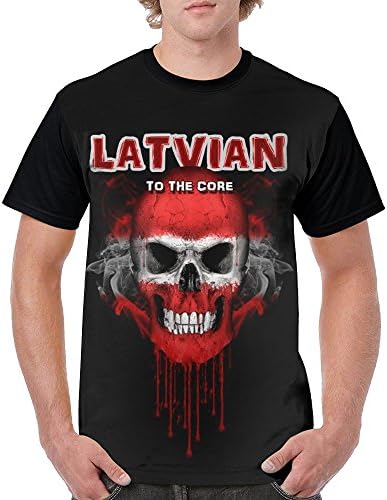 Jgfdgh4bnvs Men's Latvia Skull 2018 World Cup Customized O-Neck Tshirt Tees for Men Black S