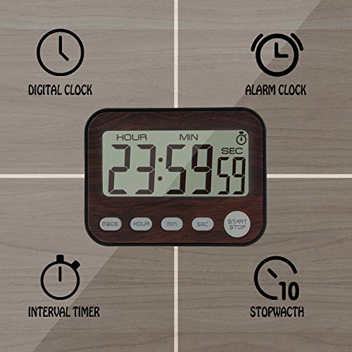 KingL Interval Timer Stopwatch for Workout, Cooking, Sports, Travel, Camping - Mini Digital Alarm Clock for Bedrooms