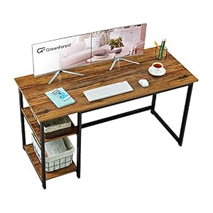 GreenForest Office Desk with 2-Tier Storage Shelves 47 inch Computer Desk Modern PC Laptop Workstation Study Working…