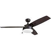 Prominence Home Statham, 52 Inch Contemporary Indoor LED Ceiling Fan with Light, Pull Chain, Dual Mounting Options, Modern Du