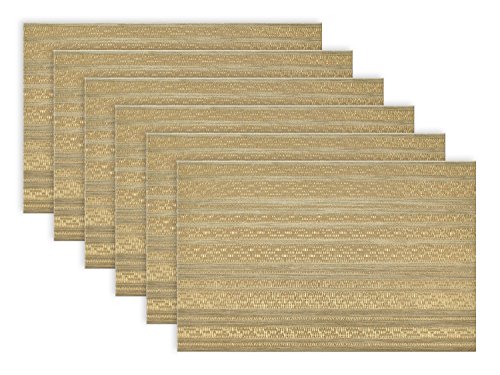 DII PVC Metallic Basket Weave Stripe Placemat, Set of 6, Gold - Perfect for Fall, Thanksgiving, Dinner Parties, Weddings and Everyday Use