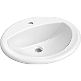 KRAUS Elavo 20.5 in. Oval Porcelain Ceramic Self-Rimming Drop In Bathroom Sink in White with Overflow Drain, KCT-100