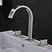 Rozin Brushed Nickel Widespread 3pcs Bathroom Sink Faucet Double Knobs Basin Vanity Mixer Tap
