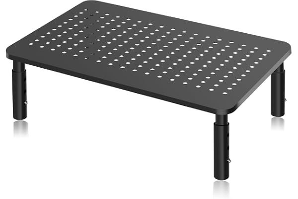 Bracwiser Monitor Stand Riser, Metal Computer Stand, 3 Height Adjustable Screen Riser with Mesh Platform for PS4, Laptop, Pri