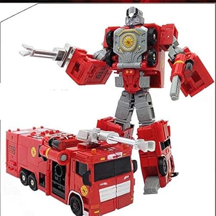 HT TOYS Alloy Deformation Robot Car Model 2 in 1 Fire Truck Transformation Robot Action Figure